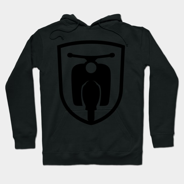 Moped motor scooter emblem (black) Hoodie by GetThatCar